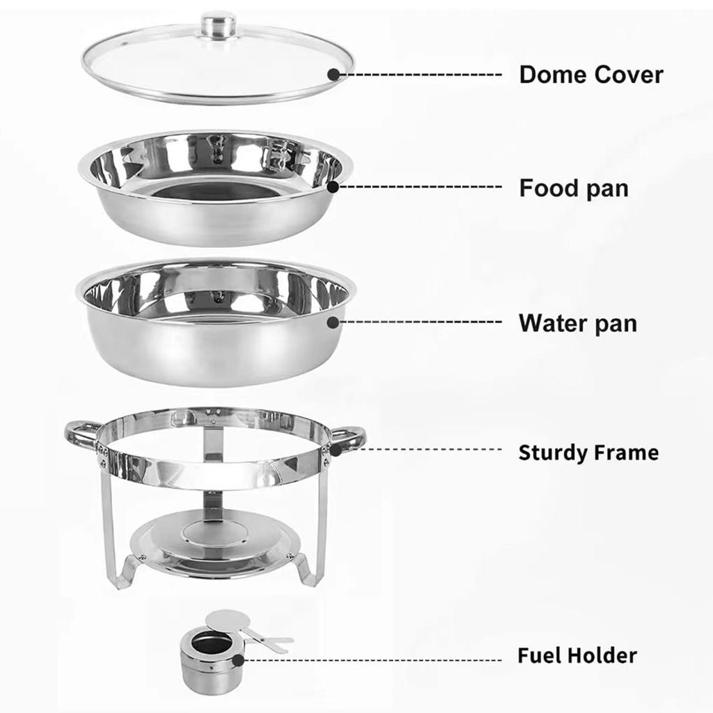 Catering Buffet Warmer Set, Catering Food Warmer, 4.5L Round Catering Warmer Server for Kitchen, Wedding, Cooking, Chafing