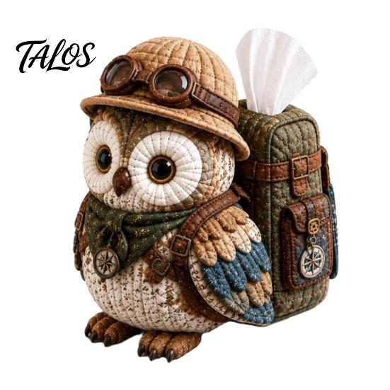 Kit Copri Scatola Fazzoletti Fai-da-te Talos, Forma di Gufo, Patchwork con Tessuti Morbidi Cucito a Mano per Appassionati di Artigianato Principianti