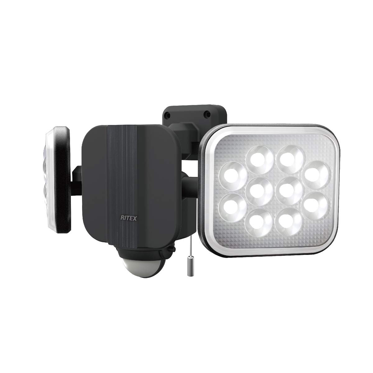 

MUSASHI Sensor Light, Black, Dimensions: 31.3cm W x 12.5cm D x 14.6cm H, 14W x 2-Light Free-Arm LED Sensor Light, LED-AC2028