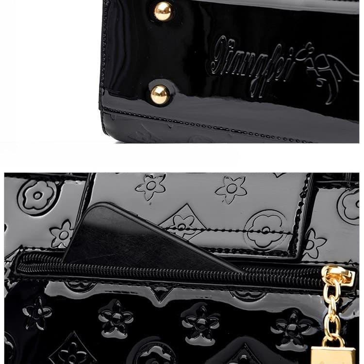 Geprägte glänzende Boston-Tasche Damen-Umhängetasche