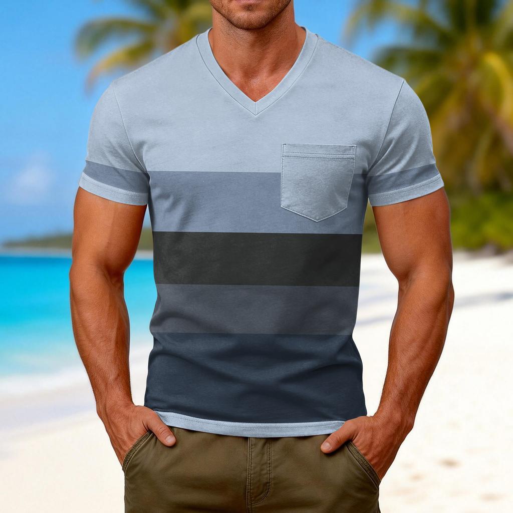 Men's Casual V-Neck Raglan Short-Sleeve Top