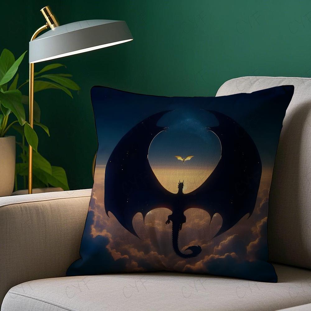 F-Fourth W-Wing Dragon Pillow Case Pillowcase Anti-dustmite Pillow Invisible Zipper Silky Short Plush Sofa Cushion Cover