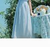 Elegant French Style Long Dress with Petal Sleeves and Belted High Waist