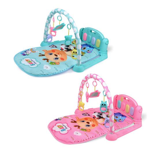 Nursery Baby Play Mat with Hanging Toys Kick And Play Piano Gym Mat with Music Lights Infants Crawling Activity Mat Early Education