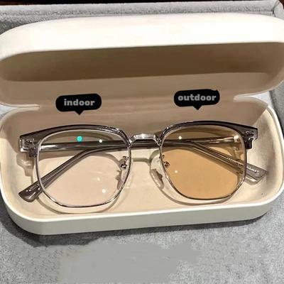 Fashionable Photochromic Glasses Men Women Oversized Myopia Eyeglasses Outdoor Color Changing Short-sighted Eyewear Diopters