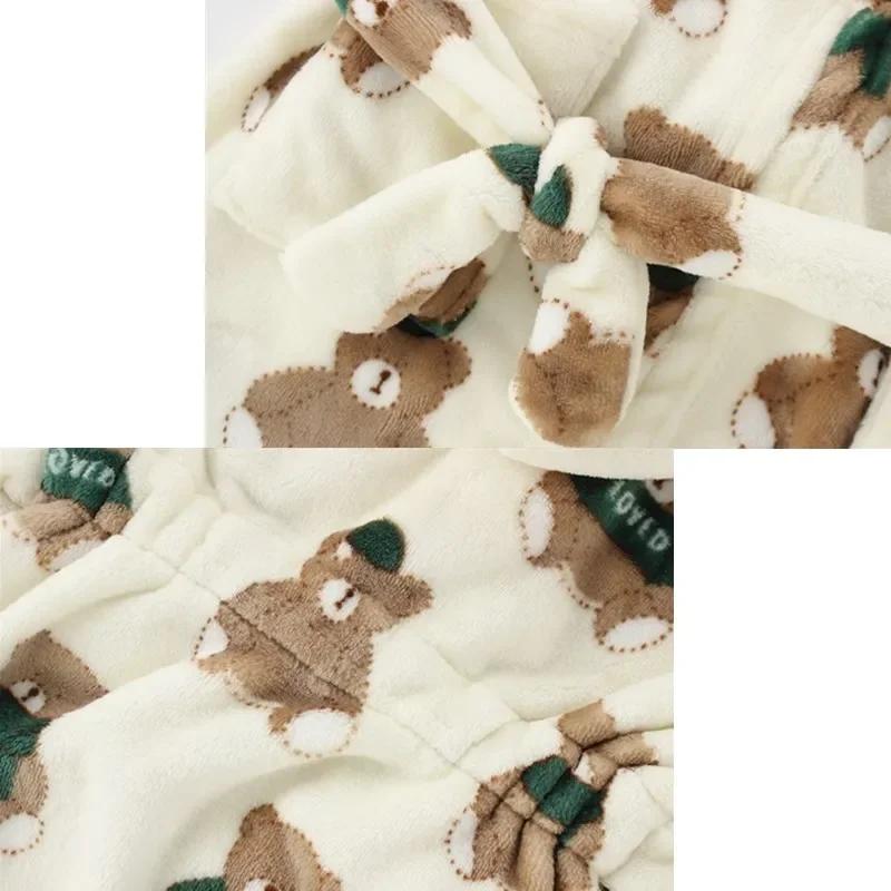 Baby Flannel Robe Bathrobes Kids Cartoon Sleepwear Hooded Baby Robes Boys Girls Pajamas Thickening