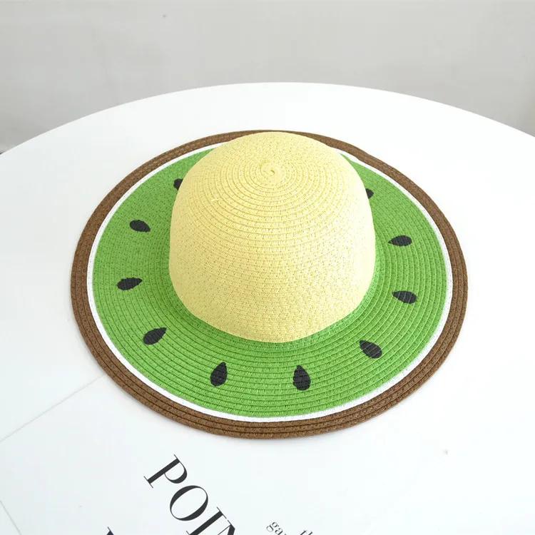 Parent Child Matching Watermelon Straw Hat Summer Wide Brim Sun Protection Beach Hat for Women Kids