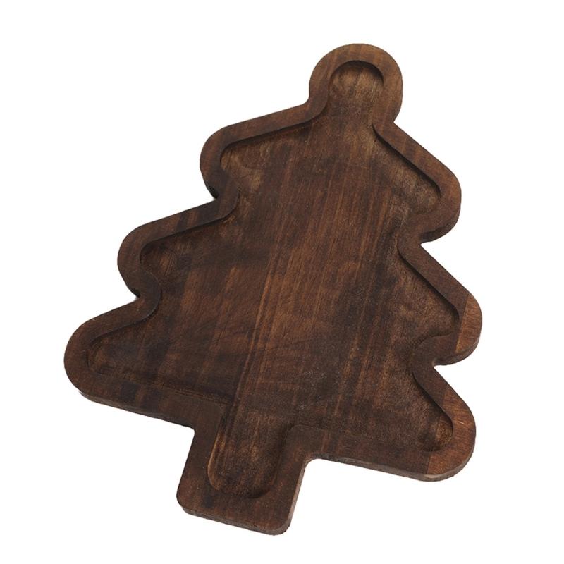 

Holiday Snacks Tray Wooden Christmas Tree Shape Multi Compartment Fruit Plate Sustainable Durable Materials for Party Table Decoration