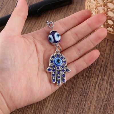 Schmuck für Männer Frauen Amulett Autoschlüsselanhänger Glücksbringer Blauer böser Blick Schutzanhänger Hamsa Schlüsselanhänger Fatima Hand