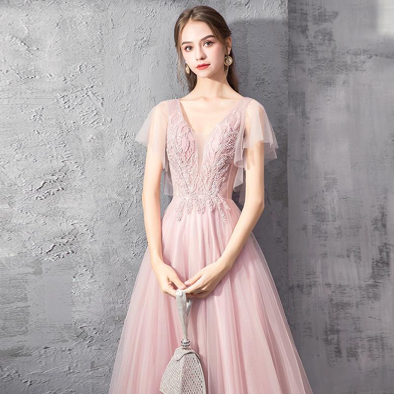 Evening Dress Women's 1011 New Elegant Temperament Dress Banquet Evening Dress Long Host Dress Evening Dress