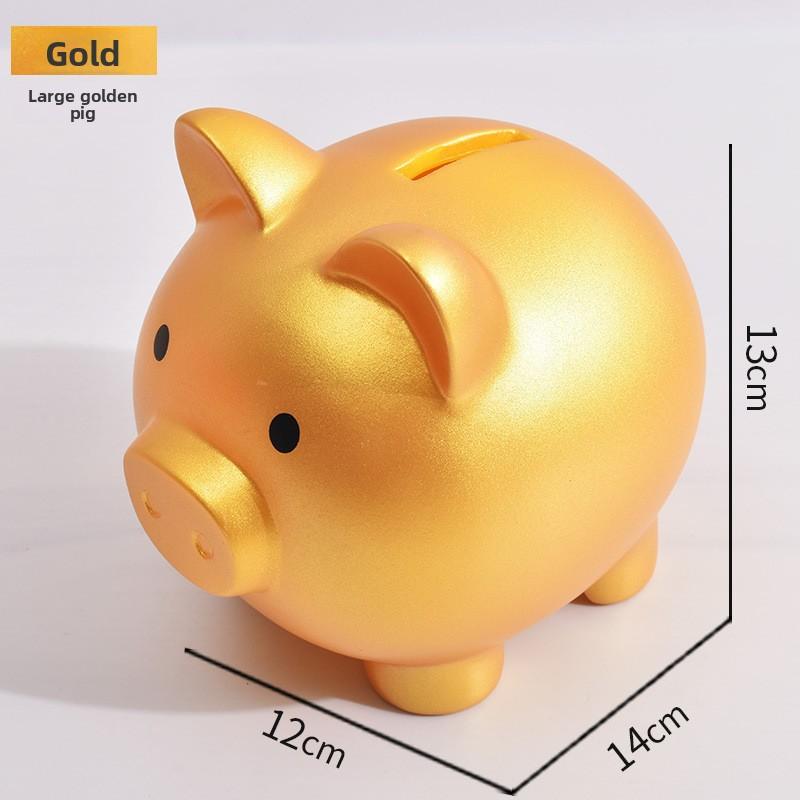 1pcs Shatterproof Golden Pig Coin Bank Rubber Piggy Bank Fortune Symbol for Kids Savings & Home Decoration