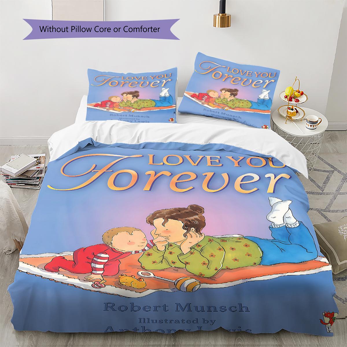 

Love You Forever Pattern Bedding,Quilt Set Quilt Cover Pillowcase Home Birthday Gift (1 * duvet cover + 2 * pillowcase, without core) 135x200cm