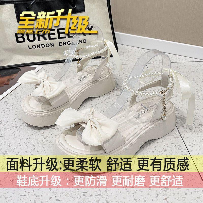 Princess Sandals Women's Summer 2025 New Bow Internet Celebrity Platform Outside Wearing Fairy Style with Skirt Roman Shoes