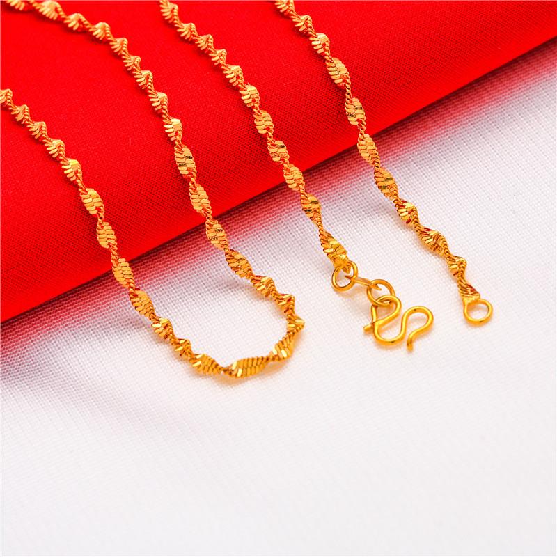 Vietnamese sand gold-plated necklace, women's necklace, water wave necklace, snake bone necklace, box necklace, O-shaped necklace.