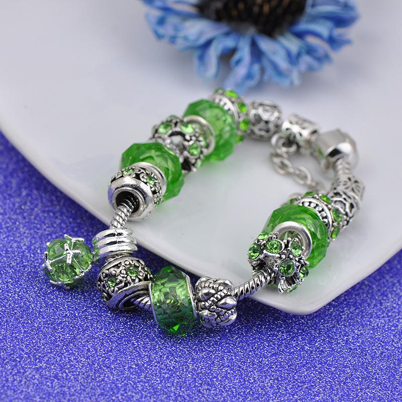 Brățară Trendy cu Mărgele de Cristal Pan cu Pandantiv Coroană de Flori