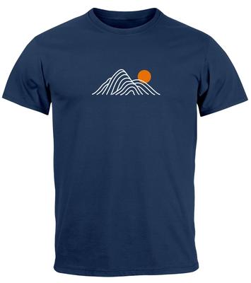 Men's Mountain Print Graphic T-Shirt with Sun Line Design Cotton 2