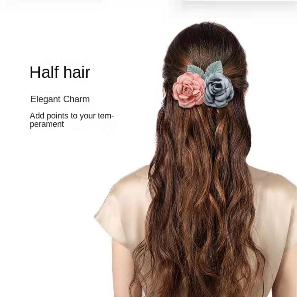 Ponytail Clip Women Spring Clip Flower Hairpin Hairgrips Cover Net Korean Bun Snood  for Girls