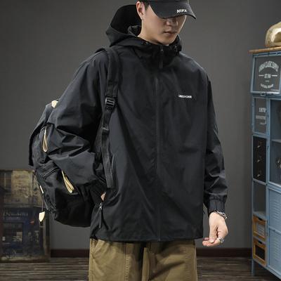 Outdoor Casual American Jacket Tooling Jacket Men'S Loose Large Size Trendy Brand Waterproof And Windproof Hooded Outside