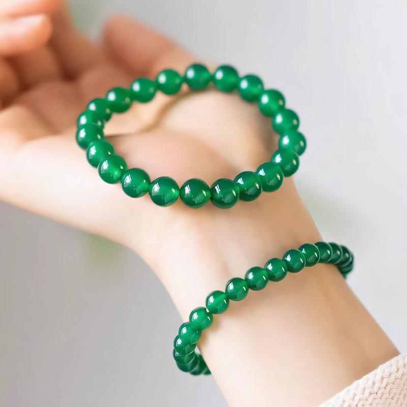 7A Qualität Naturgrüner Achat Ring Armband - Herren- und Damen Fünf Elemente Perlen Schmuck.