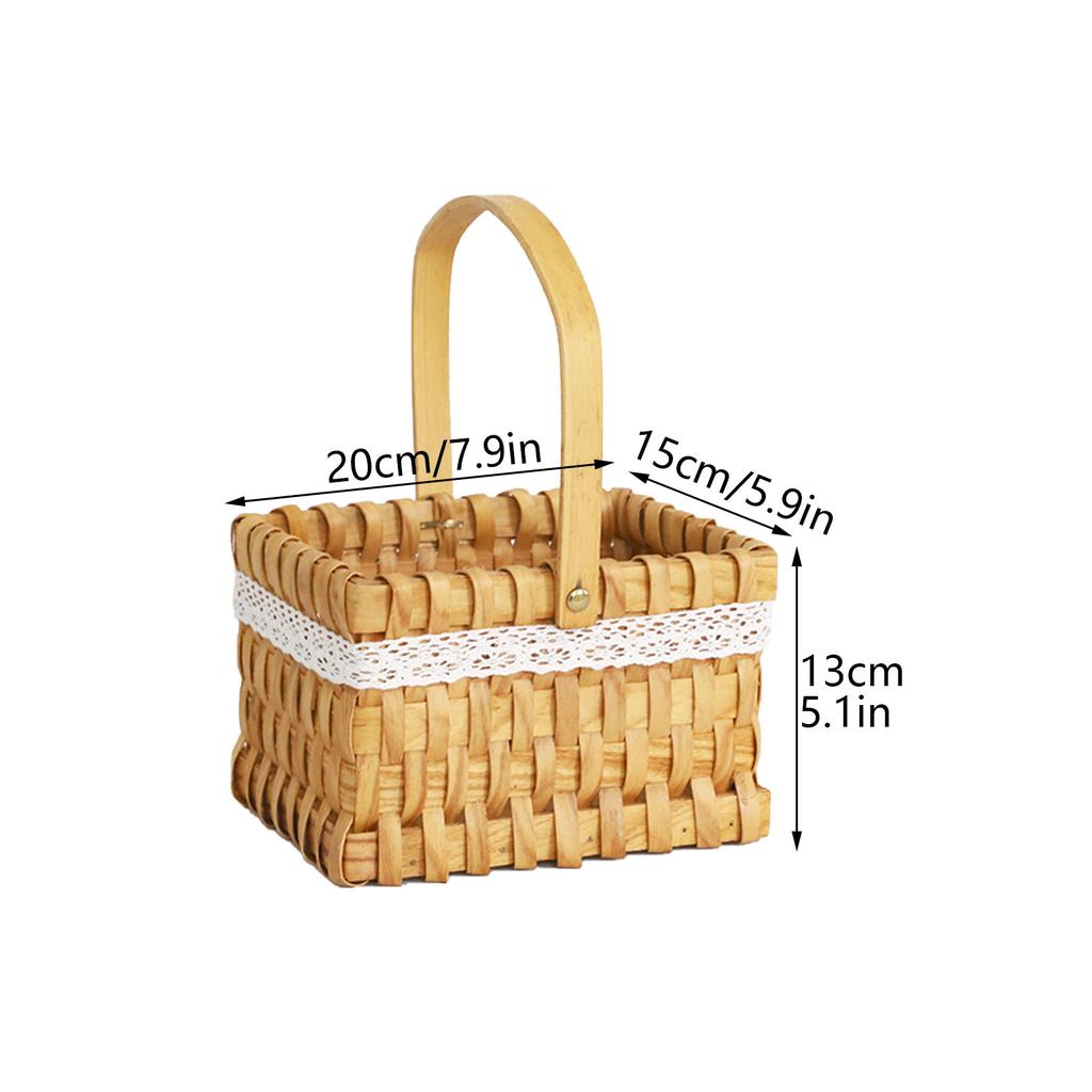 15cm Round Woven Basket with Artificial Flowers Handmade Home Decor Gift