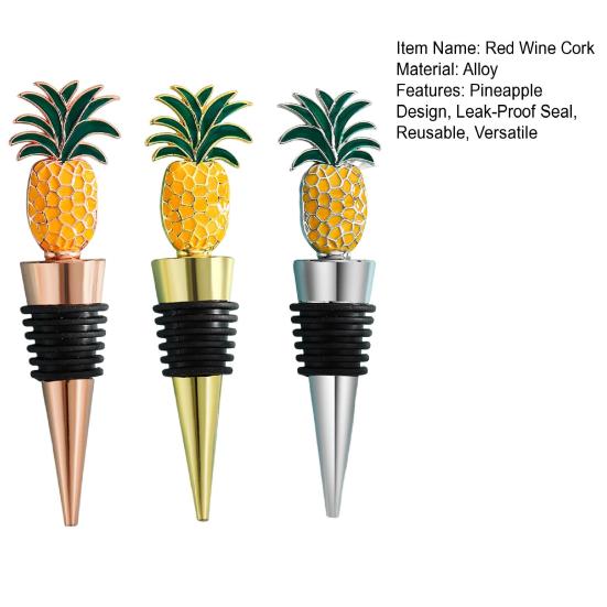 Wine Bottle Stopper Pineapple Design Vacuum Sealed Twist Cap Reusable Champagne Stopper Red Wine Cork for Bar Tools Wine Gifts
