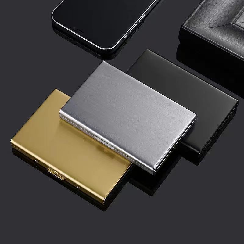 1Pc New stainless steel card case anti-magnetic anti-theft wallet mini simple high-grade stainless steel card case card holder