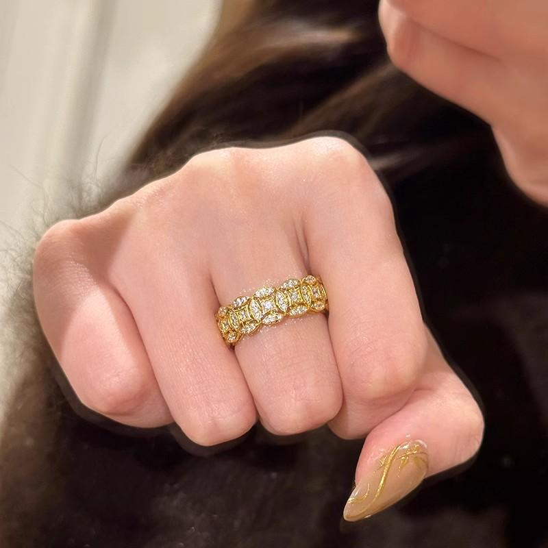 Medieval style flash money more five emperors money ring new Chinese sand gold flash diamond lucky ring classic versatile jewelry opening adjustable