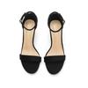 Fashion Black Suede High Heel Sandals for Women Comfortable Strappy Block Heel Open Toe Summer