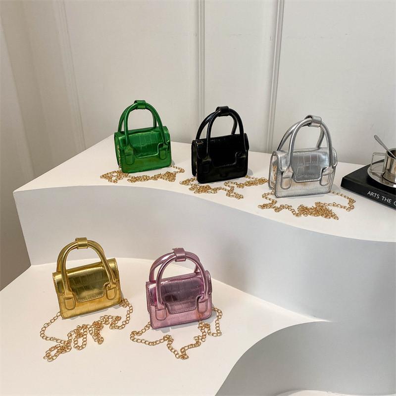 Chic Glossy Mini Crossbody Bag For Women Pu Leather With Stitching Elements