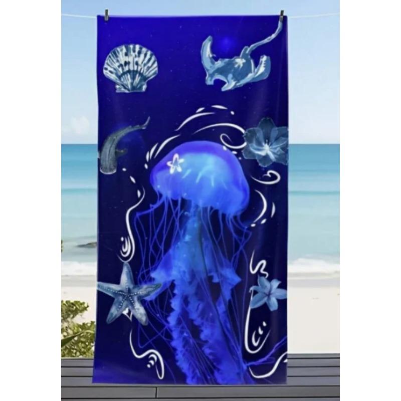 Blauer Neon-Tropenfisch-Print Strandtuch Buntes Neonfisch-Design Sommer-Strandtuch Schnelltrocknend Saugfähig Großes Handtuch für den Strand