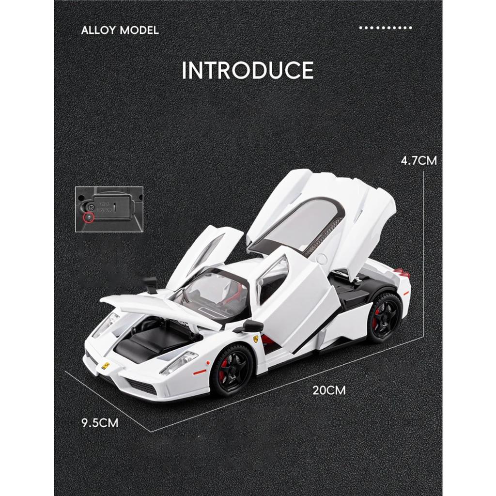 1/24 Ferrari ENZO Alloy Sports Car Model Diecast Metal Racing Super Vehicles Car Model High Simulation Sound and Light Children Toy Gift
