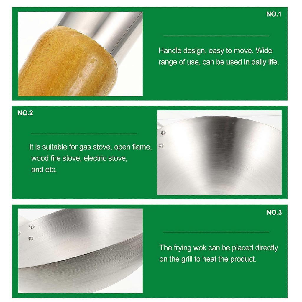 Household Frying Wok Pan Convenient Vegetable Fry Wok Stainless Steel Frying Wok