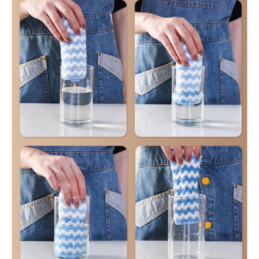 Dish Cleaning Cloth Weave Thickened Polyester Absorbent Soft Versatile Dish Towel for Kitchen Table