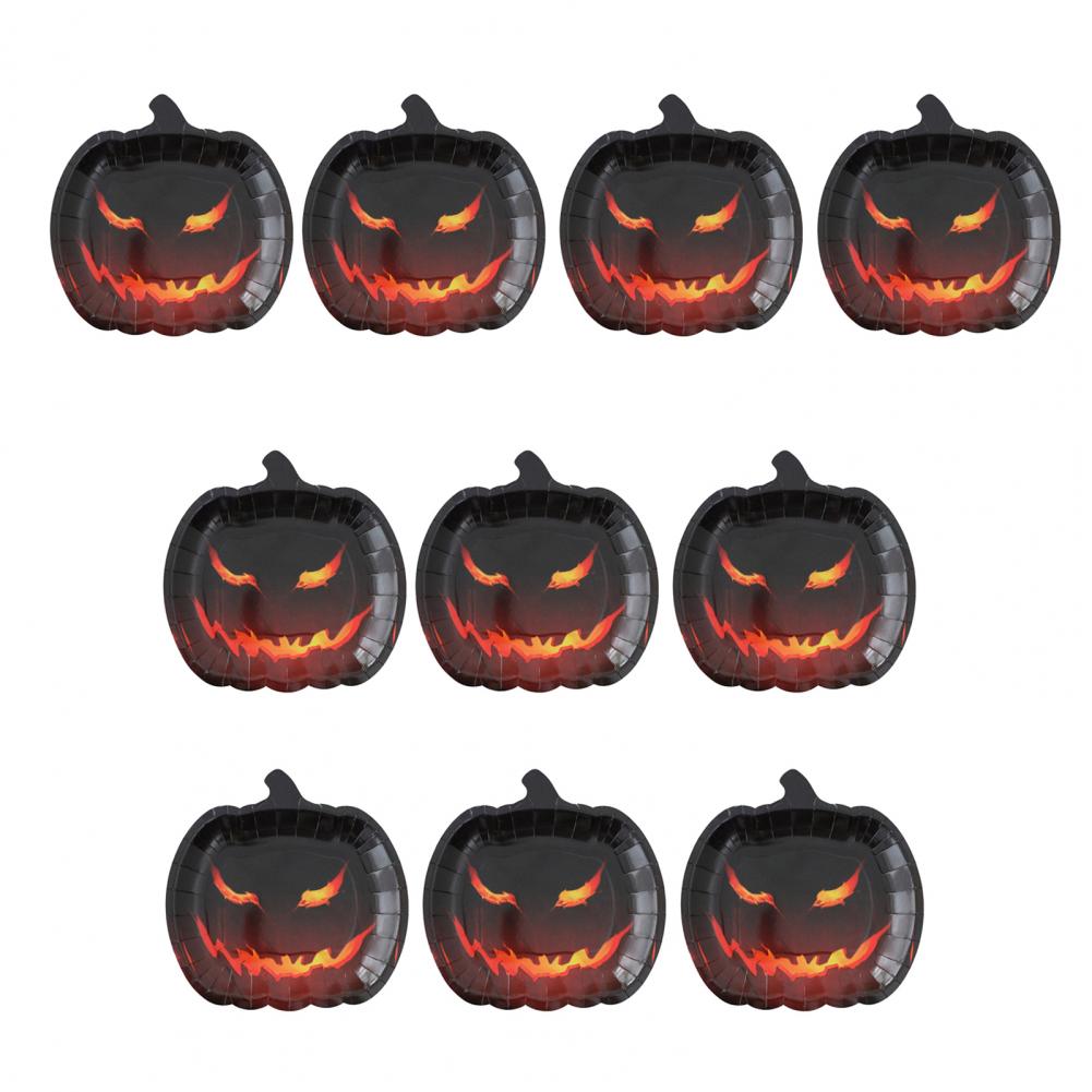 Thanksgiving Disposable Plates Oil-resistant Disposable Plates Halloween Pumpkin Paper Plates Black Orange for Party Autumn