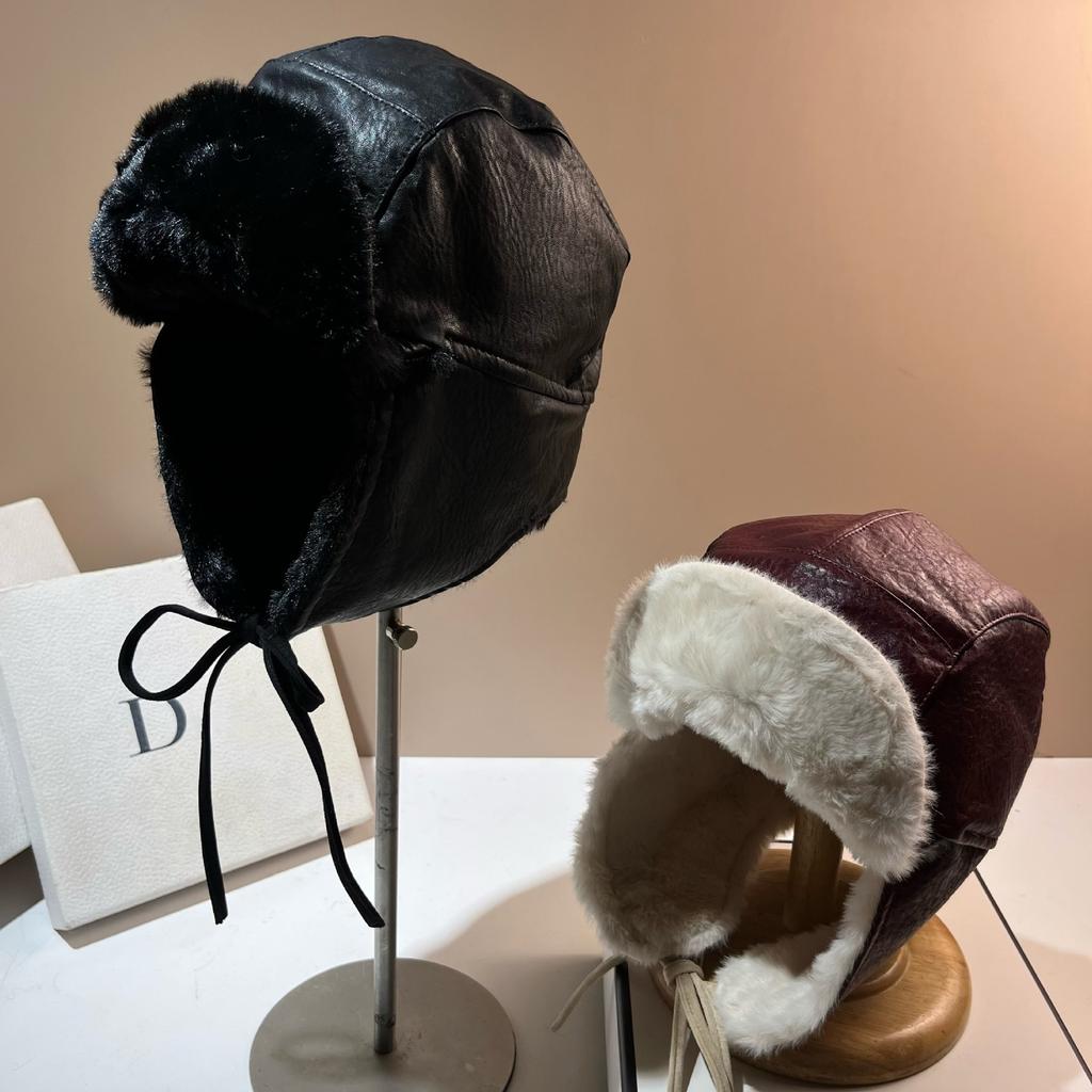 Winter Japanese Simulation Rabbit Velvet High-Quality Leather Leifeng Hat Northern Outdoor Riding Windproof Warm Ear Protector