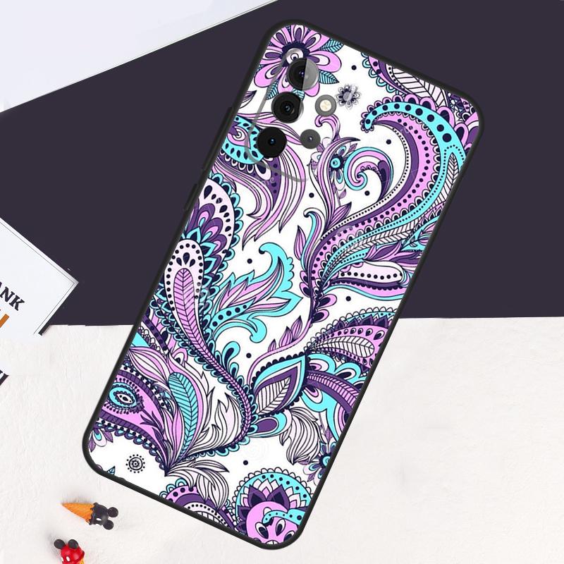 Indian Floral Henna Mandala Case For Samsung Galaxy A05 A06 A26 A16 A56 A36 A22 A32 A52 A54 A34 A14 A55 A15 A53 A33 A35