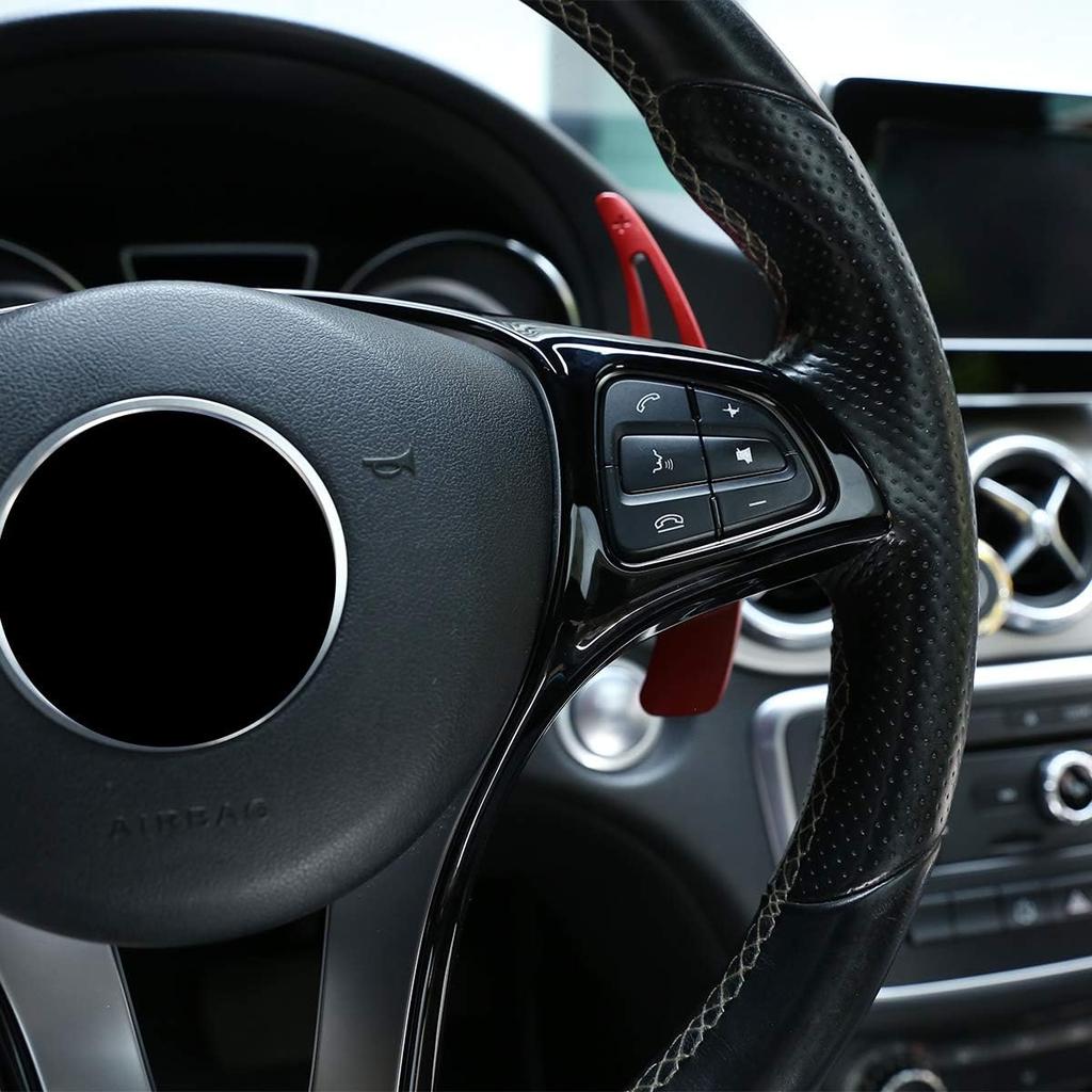 ABS Car Steering Wheel Decoration Frame Trim 1pc For Mercedes Benz C E GLC CLA GLA Class W205 W213 X253 C117 X156 2015-2018 (Black)