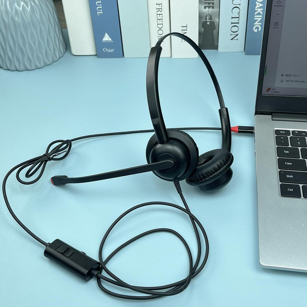 Callez Headset med Brus PC Typ C Trådbunden Fjärrkontroll Volym Mute Typ C Kompatibel med Mac Web från Office vänster och höger lättvikts USB-C