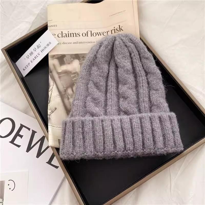 Multi-colored Gentle and Cute Hat Wool Hat Knitted Hat Twist Warm Autumn and Winter Versatile Cold Hat Sweet