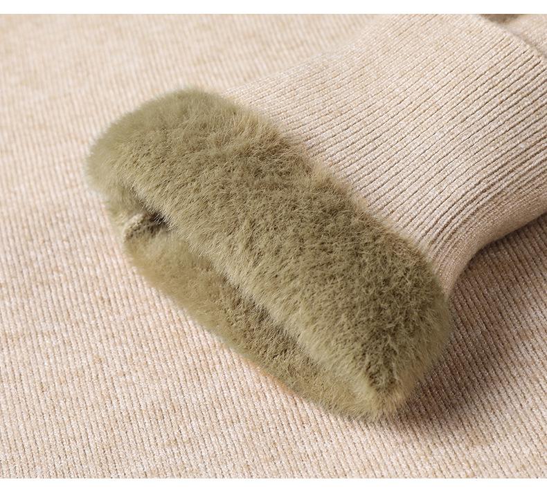 Men's Fleece-Lined Sweater with Half-High Neck, Soft & Close-Fitting, Thick Imitation Mink Knitwear for Middle-Aged & Young Men