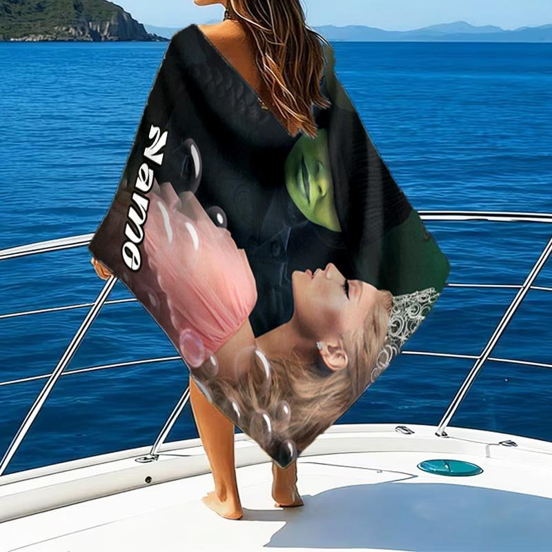 1PC Custom Name Beach Towel Magic Friendship witch Beach Towel, Suitable for Camping, Travel, Beach Accessories, Super Absorbent, Family Gift