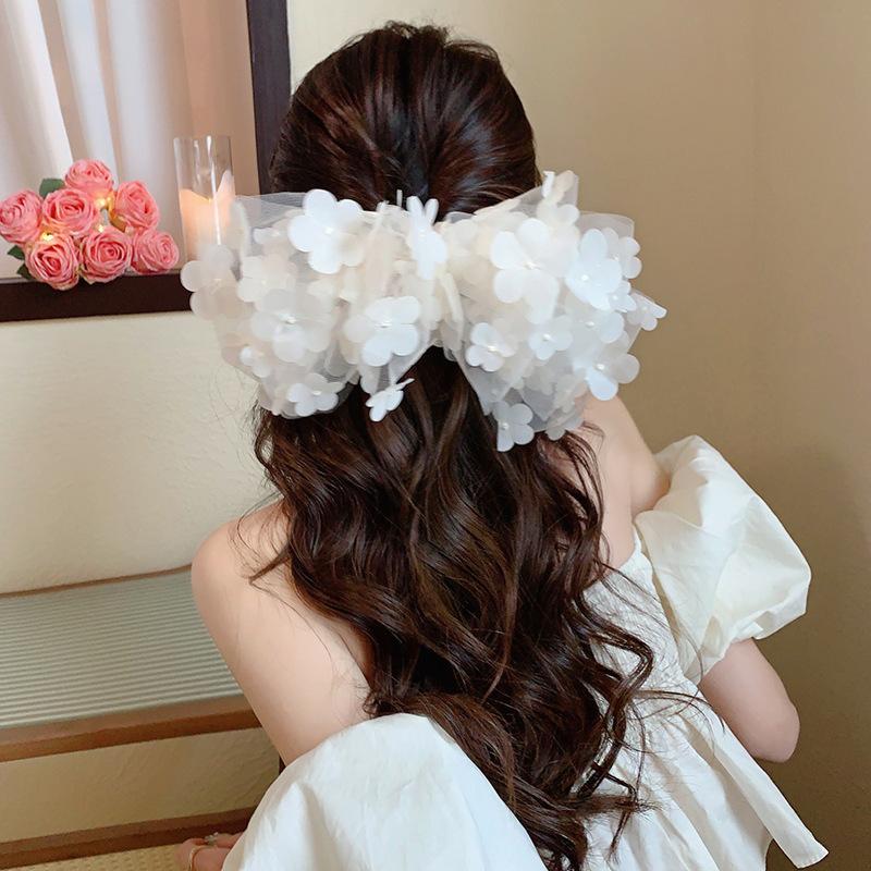 New Mesh Flower Bow Tie Hair Clip for Women Fashion Large Sweet Hairpin Barrettes Headdress Sweet Bride Hair Accessories