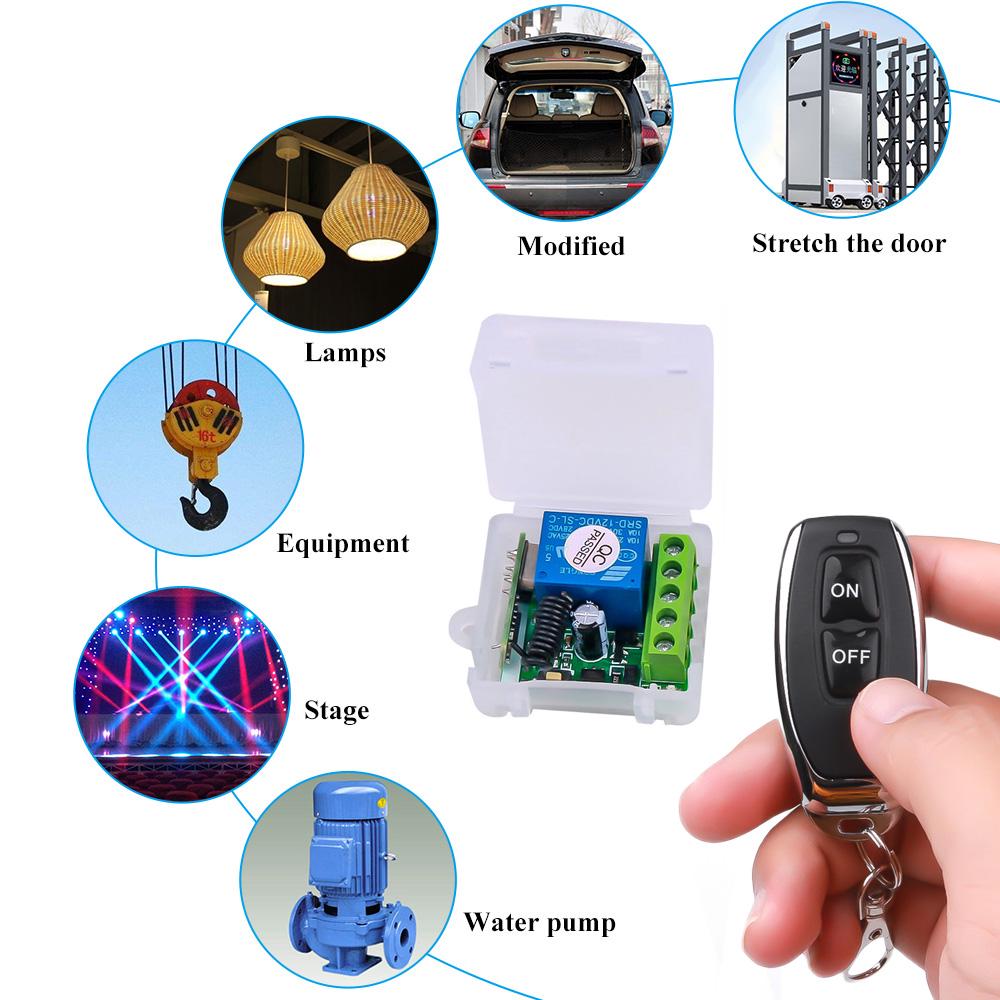 Smart Home 433Mhz DC 12V 1CH Wireless Remote Switch Relay Receiver Transmitter Universal Remote Control Switch Module and RF Transmitter Remote Contr
