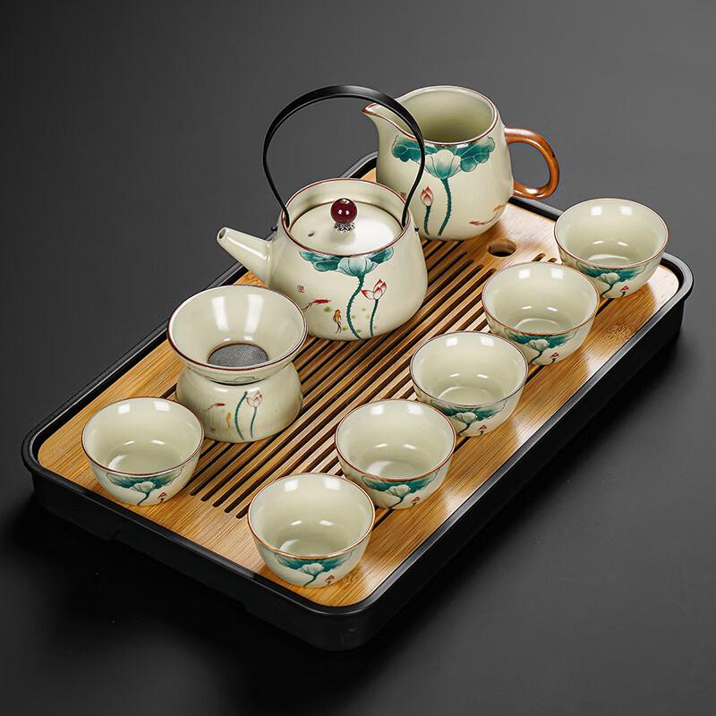 Ru Kiln Ceramic Kung Fu Tea Set (9-Piece)