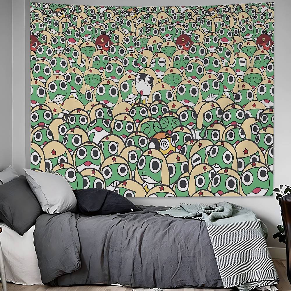 Cartoon Funny Keroro Gunsou Frog Printed Large Wall Tapestry Hanging Tarot Hippie Wall Rugs Dorm Home Decor
