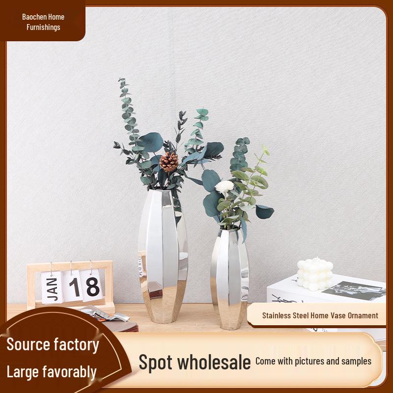 Nordic Minimalist Wrought Iron Stainless Steel Flower Vase for Home or Hotel Decor Small