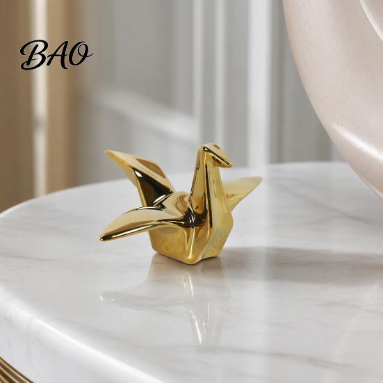 Sculpture Minimaliste Moderne Figurine Grues Origami Géométriques, Sculpture, Accent Finition Brillante pour Étagère, Créatif Nordique pour Bureau Bibliothèque Décoration de Maison