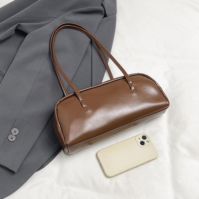 New High-end Underarm Bag Vintage Style Women's Shoulder Bag PU Commuter Tote Bag Fashion Solid Color Handbag