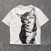 Summer Harajuku Style Letter Printed T Shirt Y2K Style Top, Cat Printed Women's T Shirt, Men's and Women's Cotton Summer T Shirt