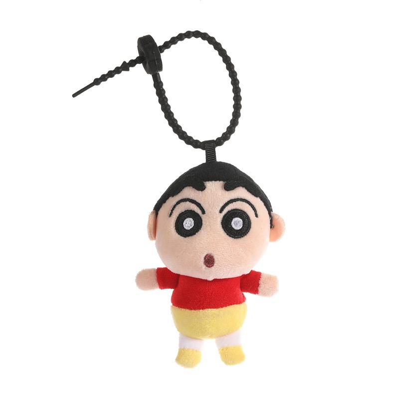 Kawaii Crayon Shinchan Shiro Plush Plush-Filled Animal Key Ring Authentic Japanese Animation Character Figure Pouch Attachment